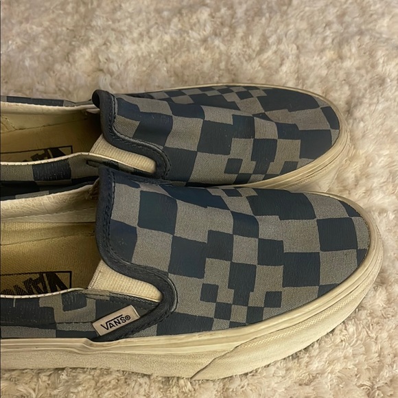Vans Classic Stacked Platform Blue and Gray Checkered Slip-Ons 5 M 6.5 W - Picture 5 of 11